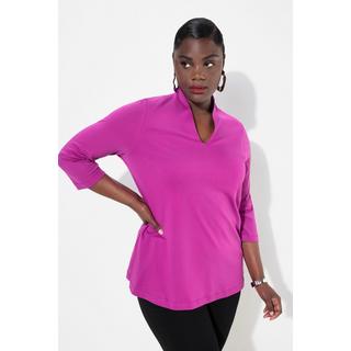 Ulla Popken  Shirt, A-Linie, Kelchkragen, 3/4-Arm, Pima Cotton 