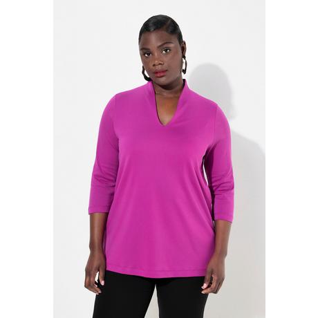 Ulla Popken  Shirt, A-Linie, Kelchkragen, 3/4-Arm, Pima Cotton 