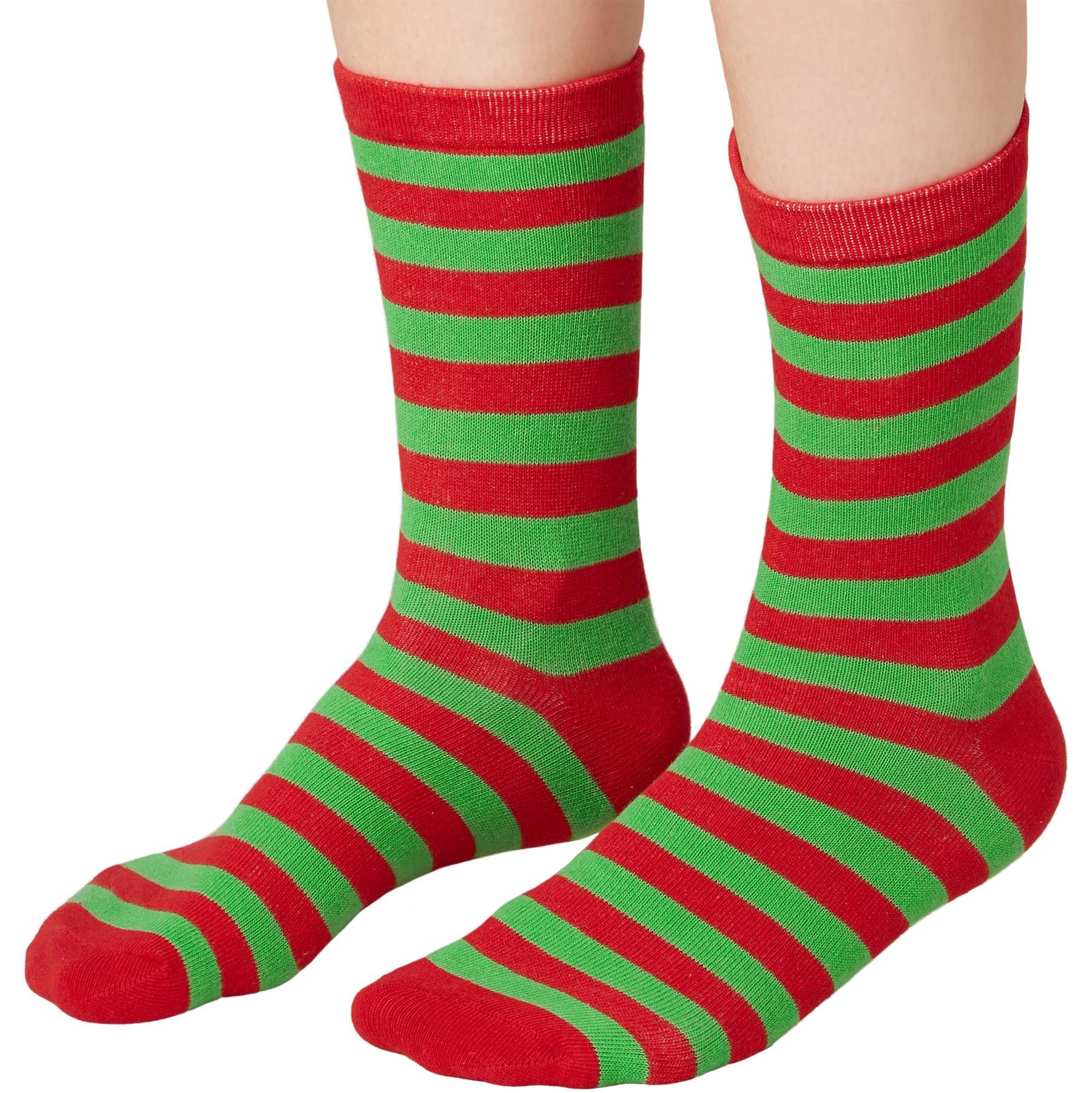 Tectake  Chaussettes de Noël rayées vert-rouge 