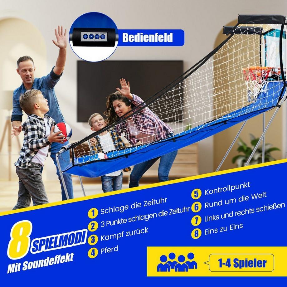 B2X Macchina da basket 8 in 1 con 4 palline, pompa ad aria e 8 modalità di gioco Giochi di basket arcade  