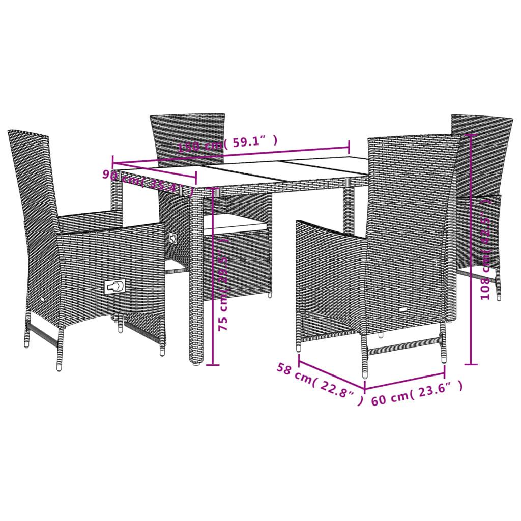 VidaXL set da pranzo da giardino Polirattan  