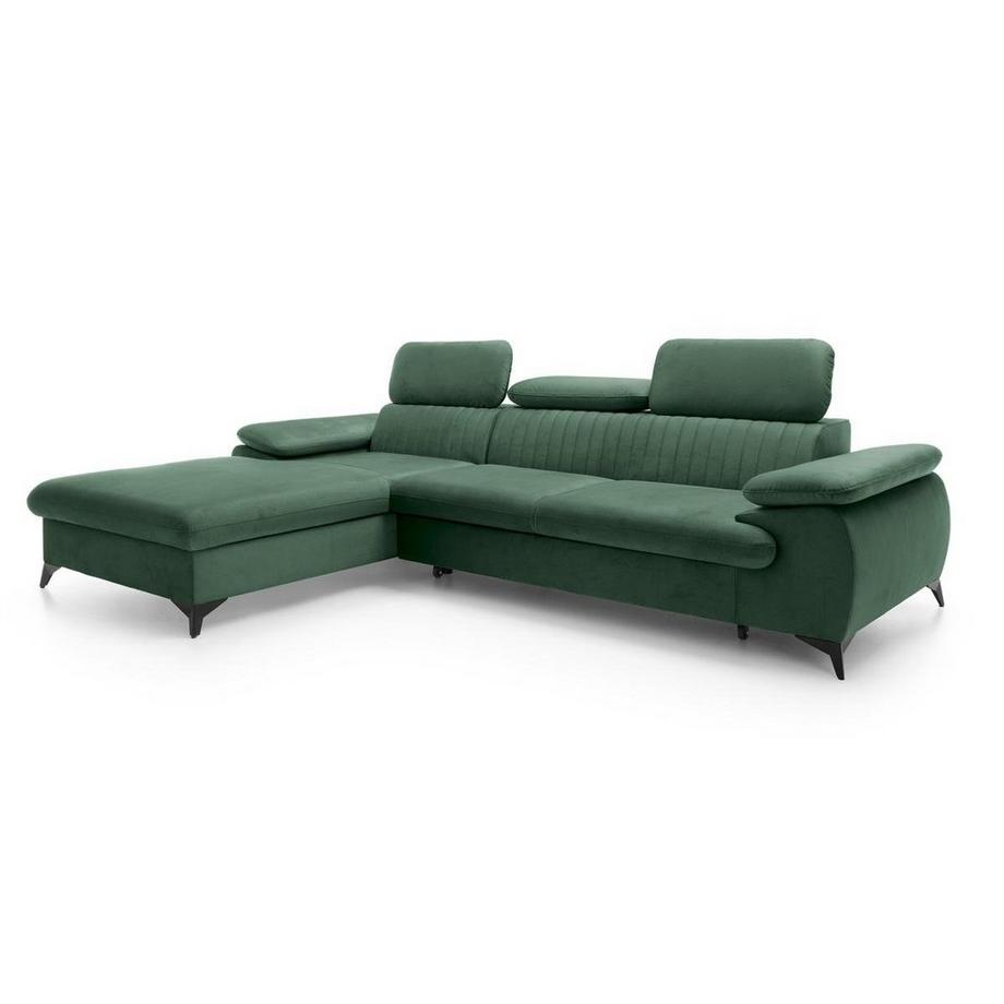 PASCAL MORABITO Ecksofa mit Schlaffunktion - Ecke links - Samt - Grün - SAMARA von PASCAL MORABITO  