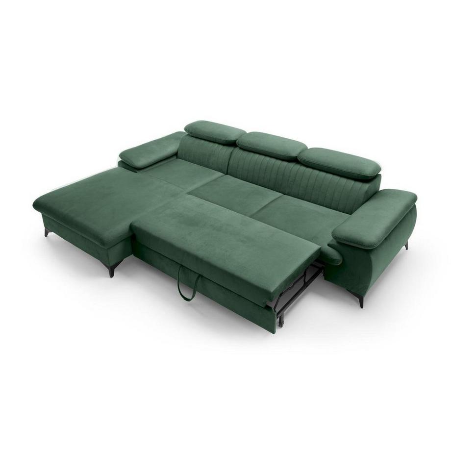 PASCAL MORABITO Ecksofa mit Schlaffunktion - Ecke links - Samt - Grün - SAMARA von PASCAL MORABITO  