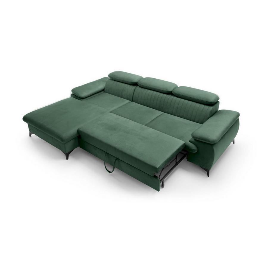 PASCAL MORABITO Ecksofa mit Schlaffunktion - Ecke links - Samt - Grün - SAMARA von PASCAL MORABITO  