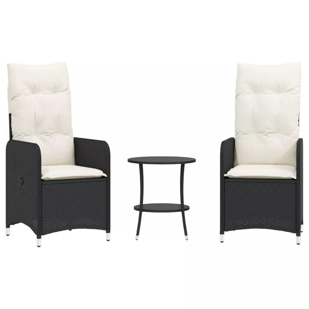 VidaXL - sedia reclinabile da esterno Polirattan, One Size, Nero