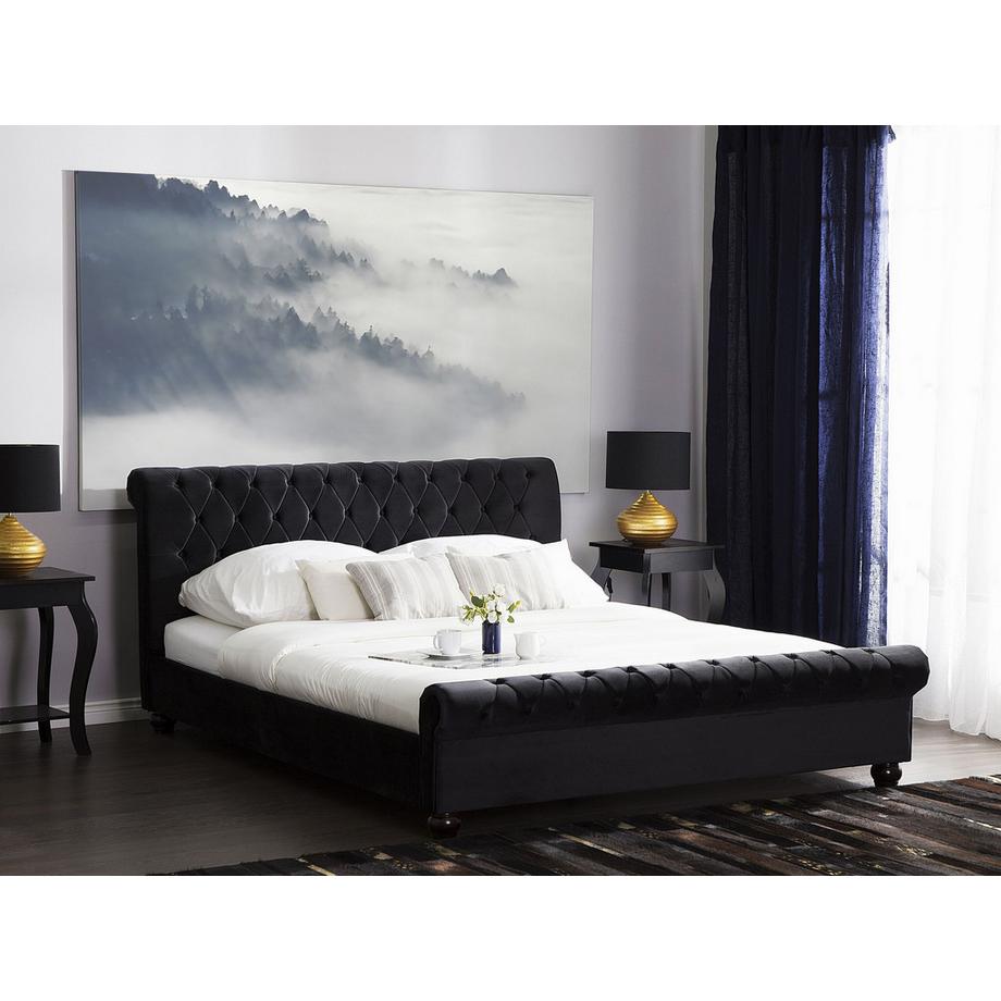 Beliani Letto ad acqua en Velluto Glamour AVALLON  