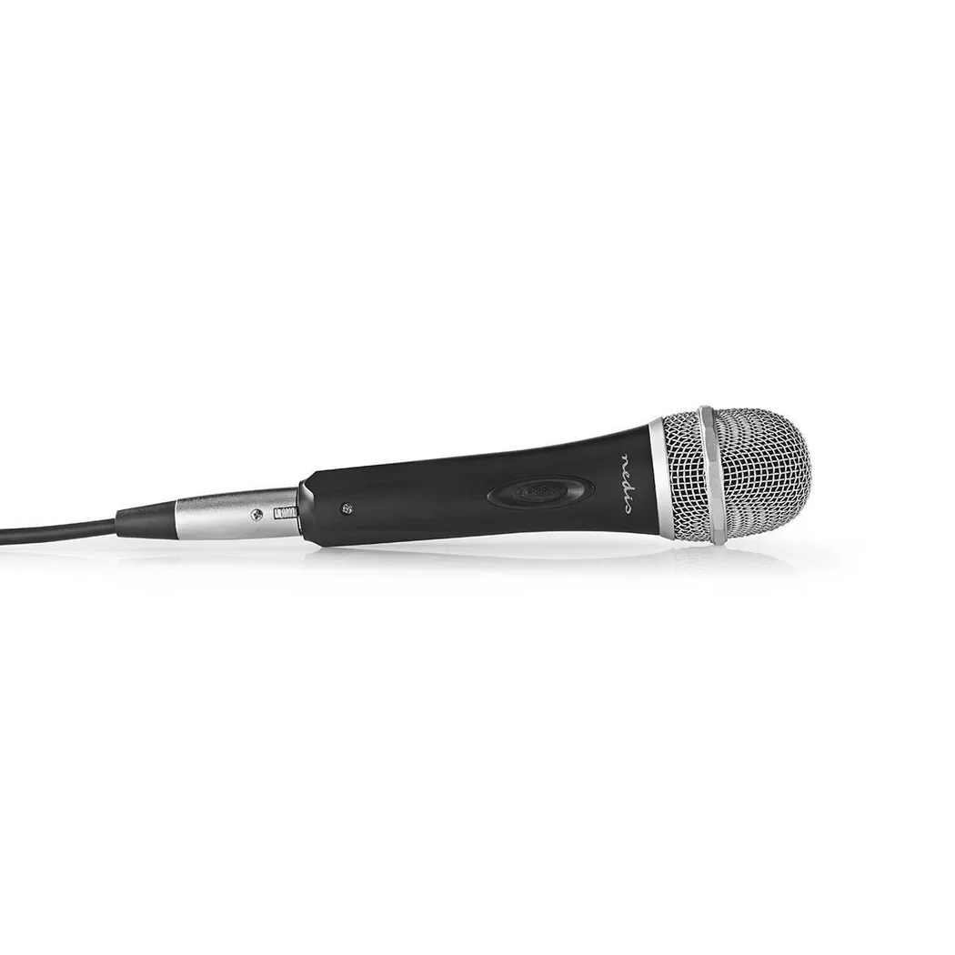 Nedis Uni-Directional Wired 6.5mmm Dynamic Microphone with Carry Case, On/Off, sensitivity 72dB +/- 3dB, 80Hz-13kHz, Wired 5m - Metal Black