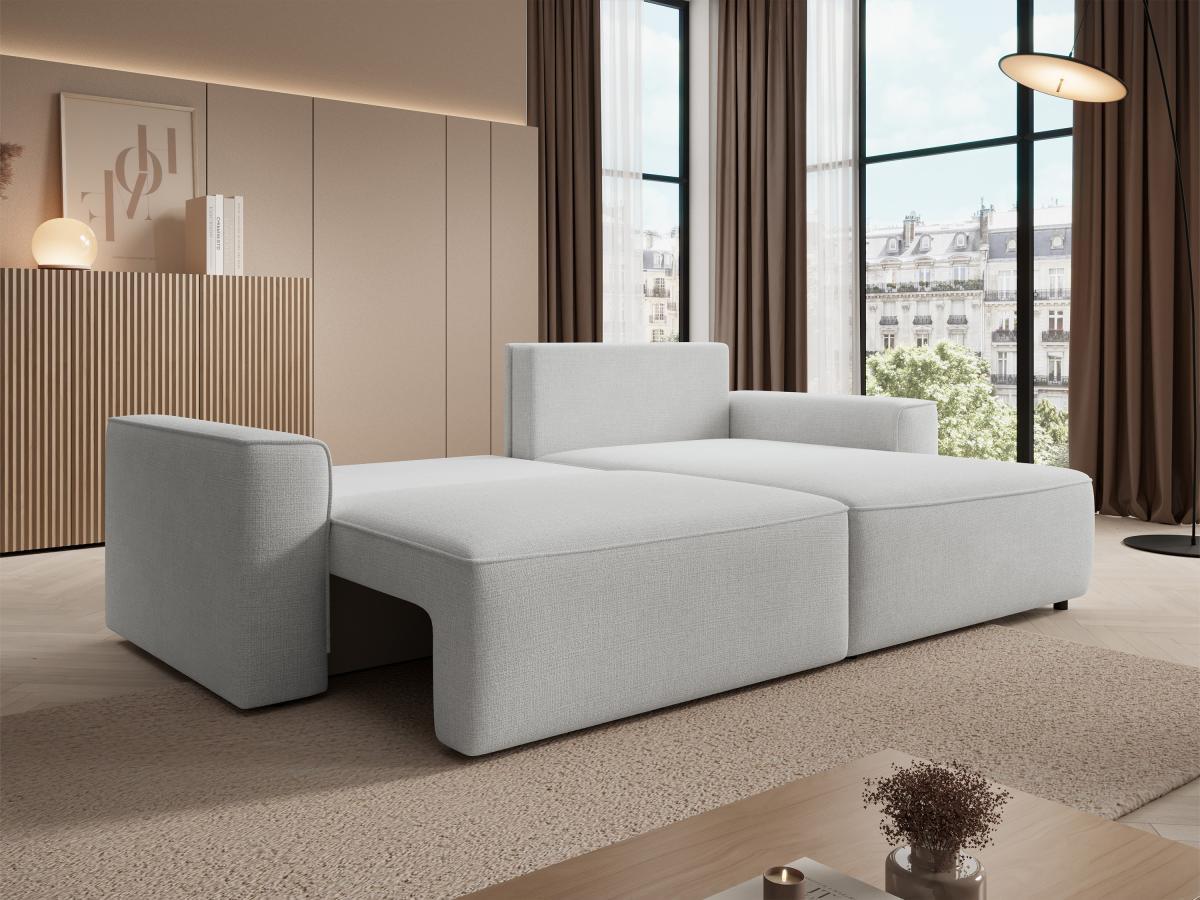 Vente-unique Ecksofa mit Schlaffunktion - Ecke rechts - Strukturstoff - Grau - VESATO  