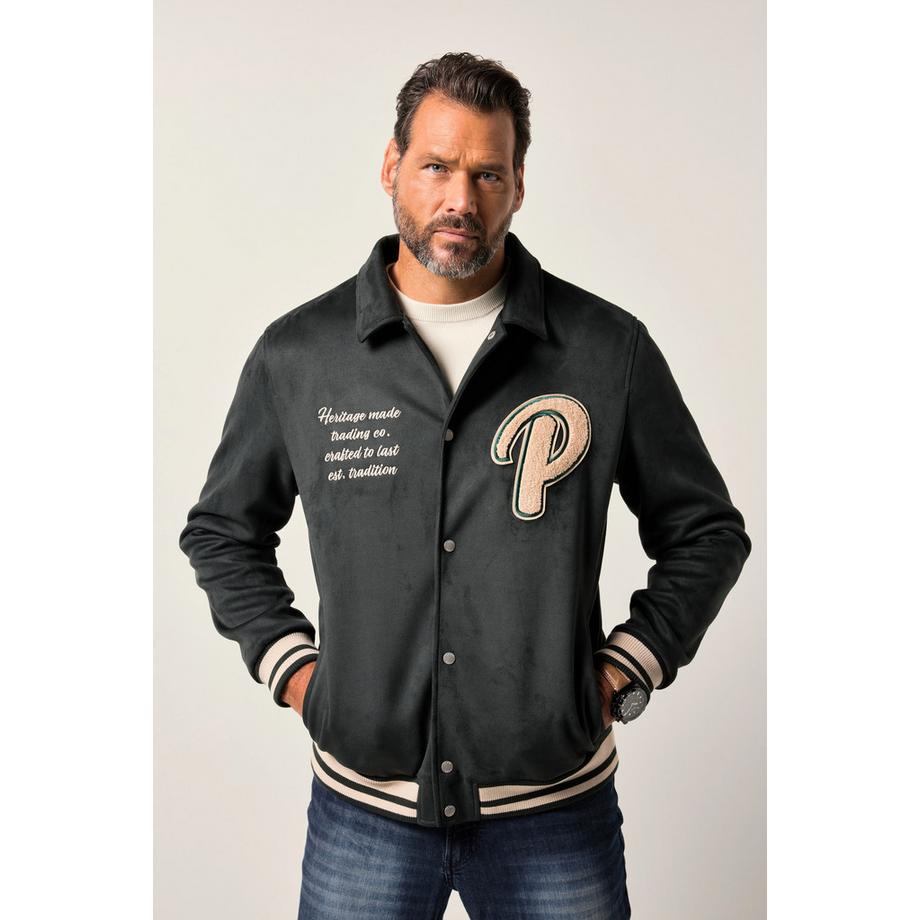 JP1880 Velours Blouson mit Brust-Stick und farbigen Bündchen  