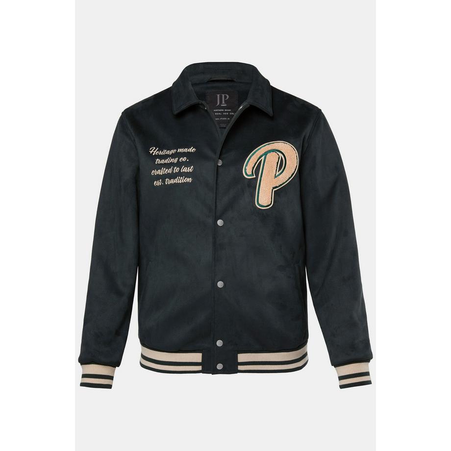 JP1880 Velours Blouson mit Brust-Stick und farbigen Bündchen  