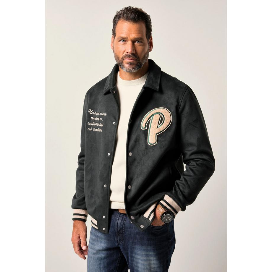 JP1880 Velours Blouson mit Brust-Stick und farbigen Bündchen  