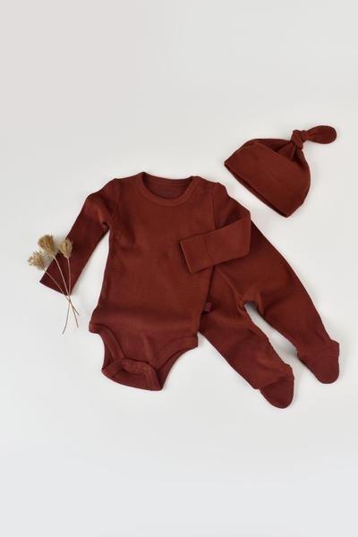 BabyCosy Organic  Set, Strickhose mit Fuß, Body langarm, Mütze 