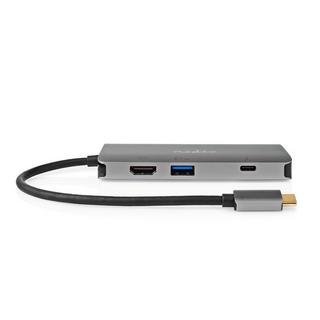 Nedis  Adattatore USB multiporta | USB 3.2 Gen 1 | USB-C™ Maschio | Uscita HDMI™ / Micro SD / RJ45 Femmina / SD / USB-C™ Femmina / 3x USB-A Femmina | 5 Gbps | 0,20 m | Rotondo | Placcato oro | PVC | Antracite | Scatola 
