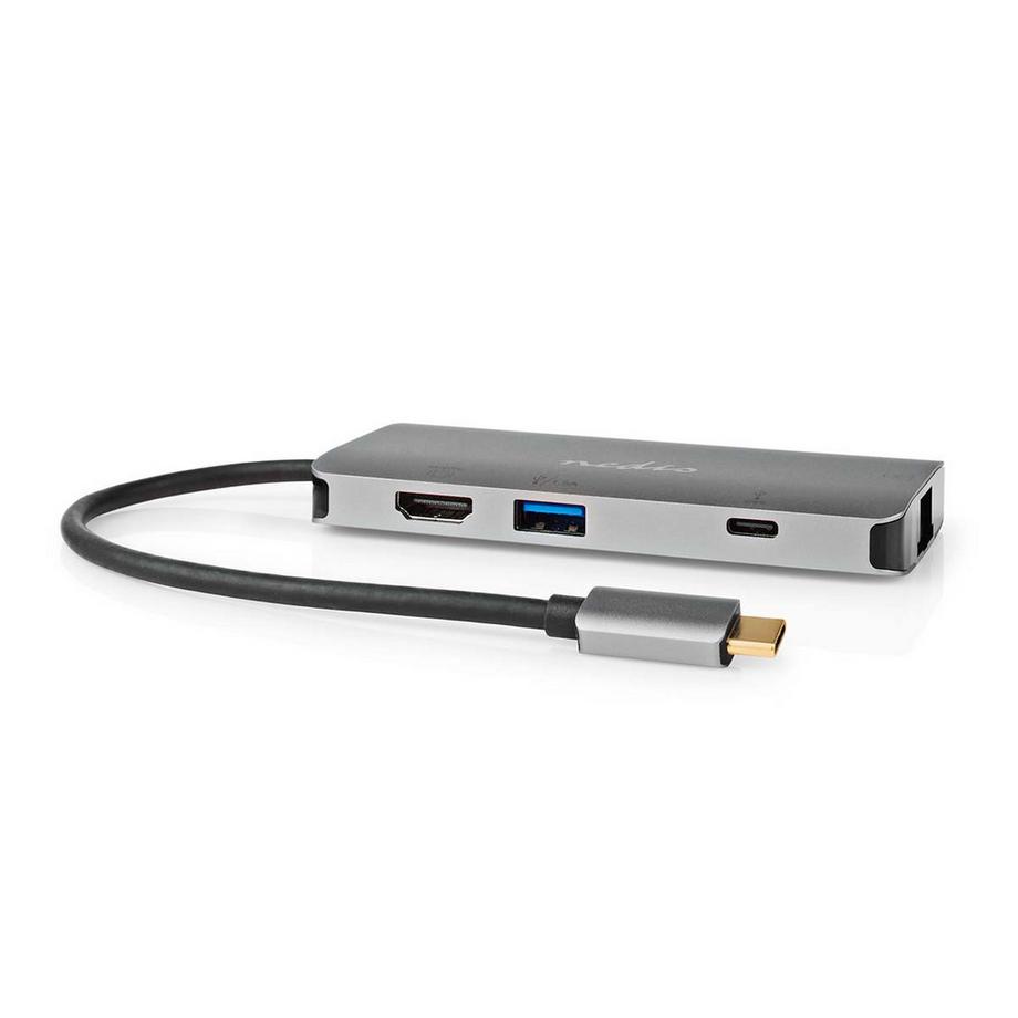 Nedis  Adattatore USB multiporta | USB 3.2 Gen 1 | USB-C™ Maschio | Uscita HDMI™ / Micro SD / RJ45 Femmina / SD / USB-C™ Femmina / 3x USB-A Femmina | 5 Gbps | 0,20 m | Rotondo | Placcato oro | PVC | Antracite | Scatola 