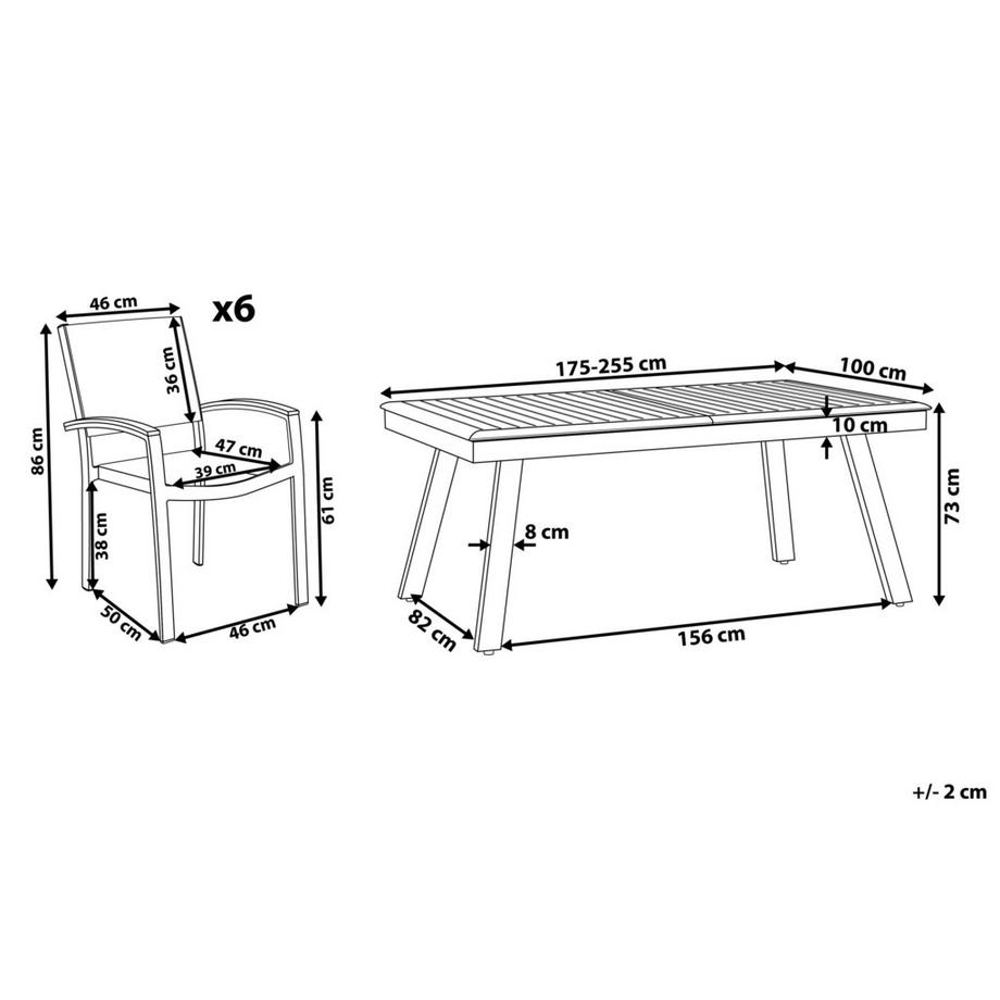 Beliani Ensemble de salle à manger de jardin pour 6 personnes en Aluminium Moderne PERETA  