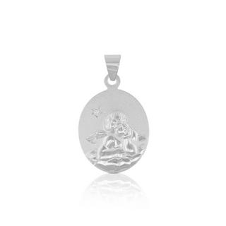 MUAU Schmuck  Pendentif ange en or blanc 750 diamant 0,005ct. 21x13mm 