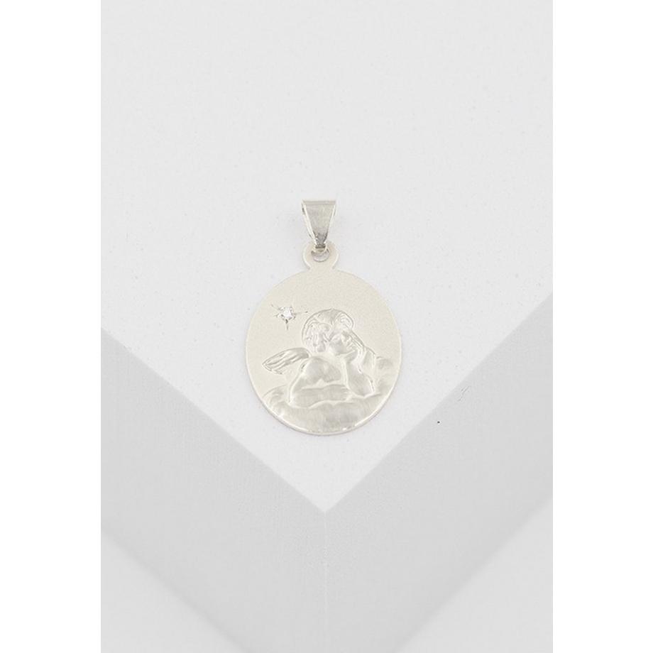 MUAU Schmuck  Engel Anhänger Weissgold 750 Diamant 0.005ct. 21x13mm 