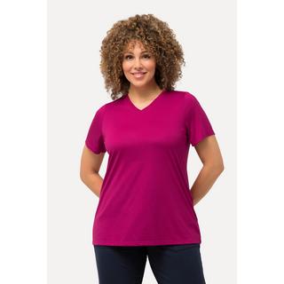 Ulla Popken  T-shirt technique, antibactérien, col en V et manches courtes 