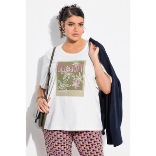 Ulla Popken  T-shirt à fleurs, col rond et manches courtes 