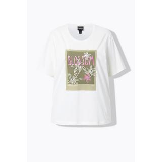 Ulla Popken  T-shirt à fleurs, col rond et manches courtes 