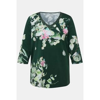 Ulla Popken  Shirt, Pima Cotton, A-Linie, V-Ausschnitt, 3/4-Arm 