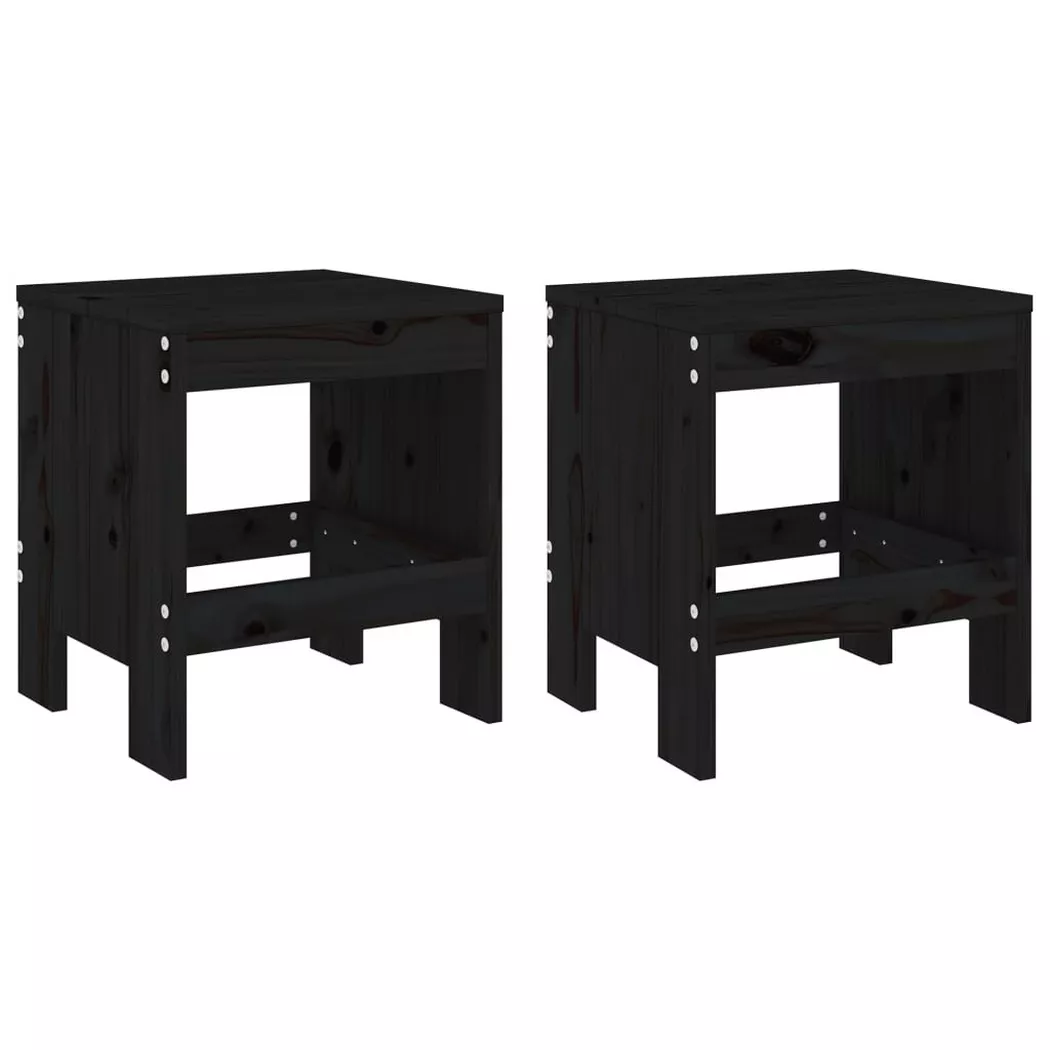 VidaXL - Tabouret de jardin bois de pin, One Size, Noir