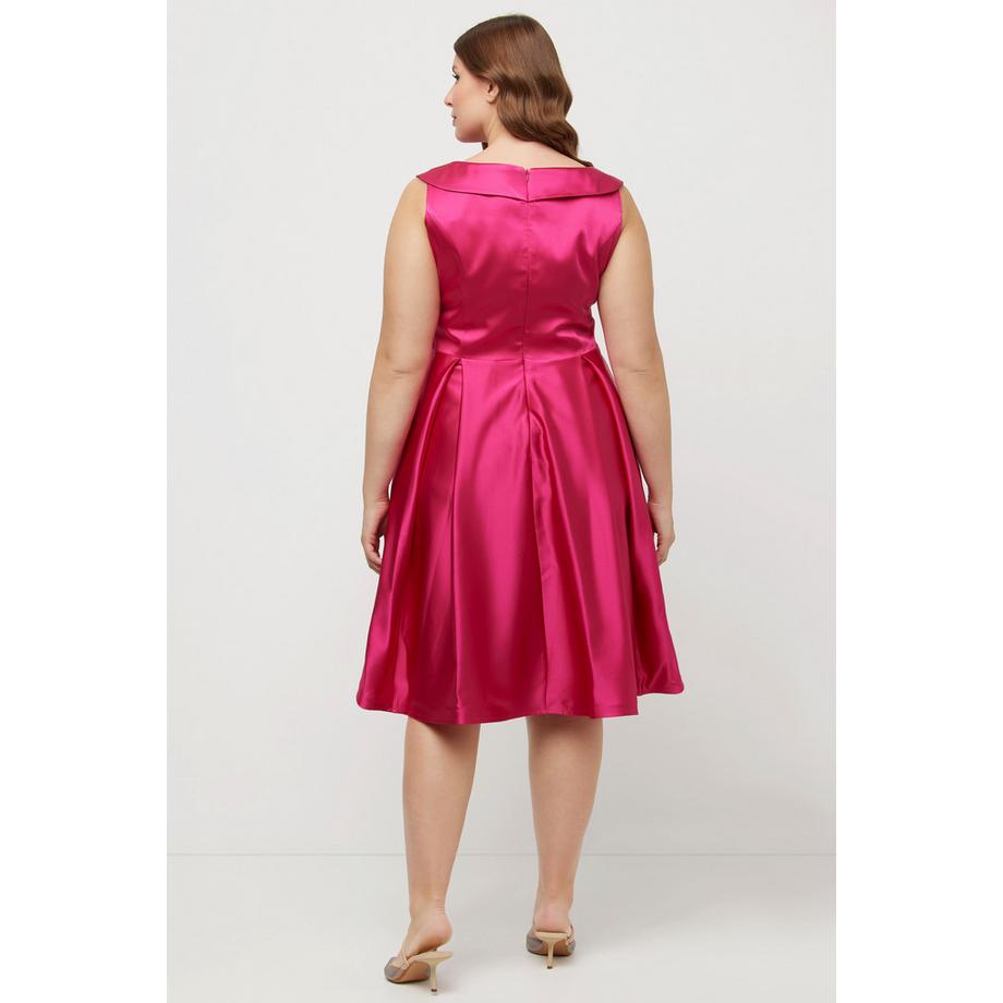 Ulla Popken Drapiertes A-Linien Ärmelloses Abendkleid  