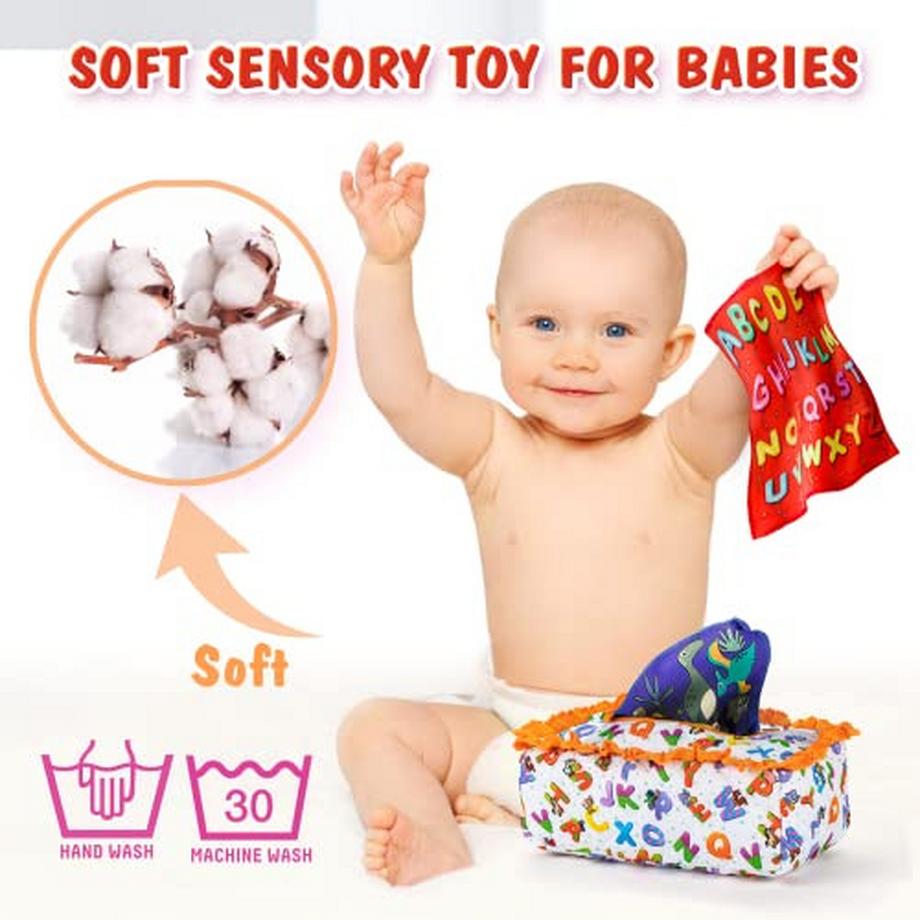 Activity-board  Babyspielzeug 6 Monate Spielzeug Baby Tissue Box Spielzeug Sensory Toy Contrast Baby Toy 