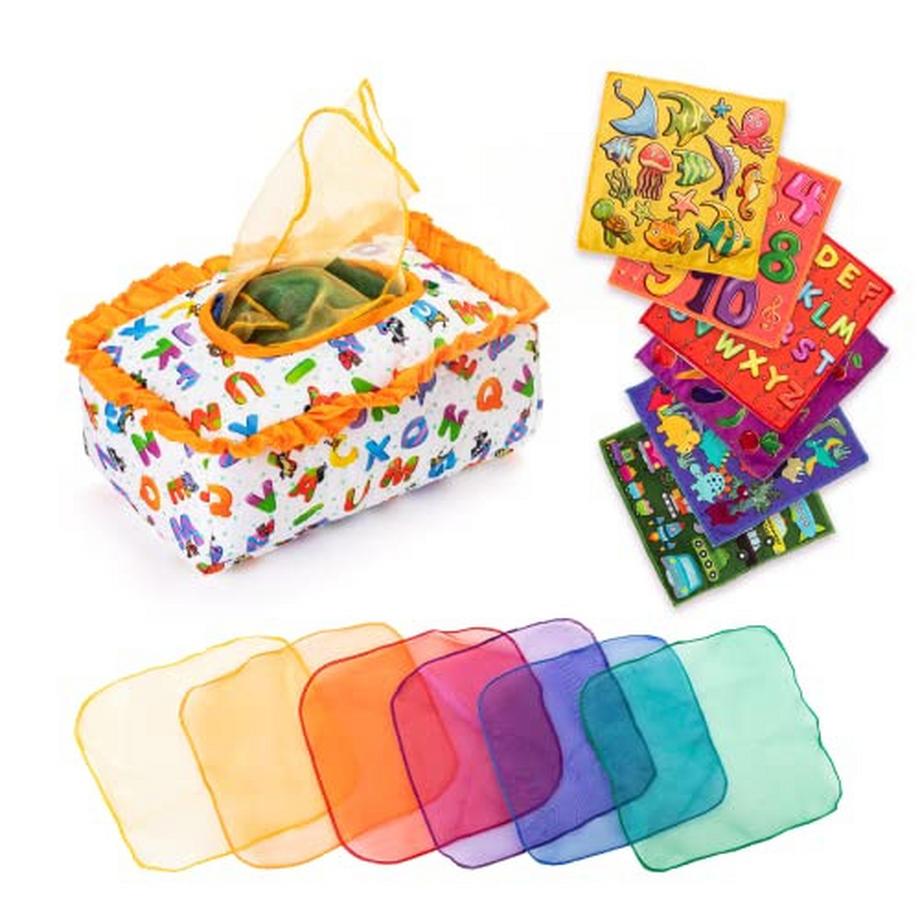 Babyspielzeug 6 Monate Spielzeug Baby Tissue Box Spielzeug Sensory Toy Contrast Baby Toy