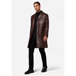 RICANO  Manteau en cuir pour homme Safari, avec fermeture à boutons et col à revers 