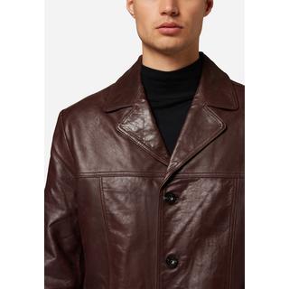 RICANO  Manteau en cuir pour homme Safari, avec fermeture à boutons et col à revers 