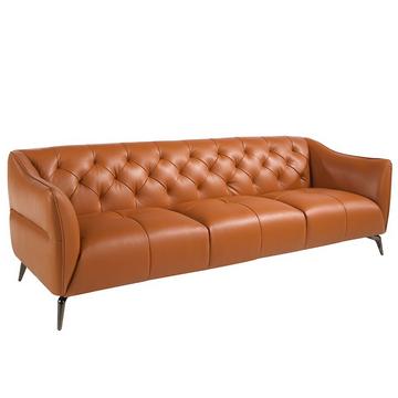 3-Sitzer-Sofa aus Leder mit Stahlbeinen