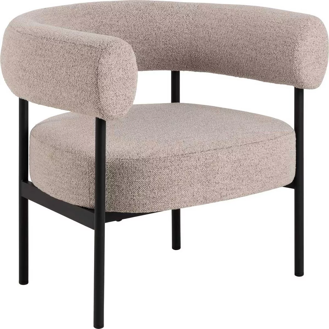 Oakfield lounge Chair in Beige Fabric with Black Legs, none
