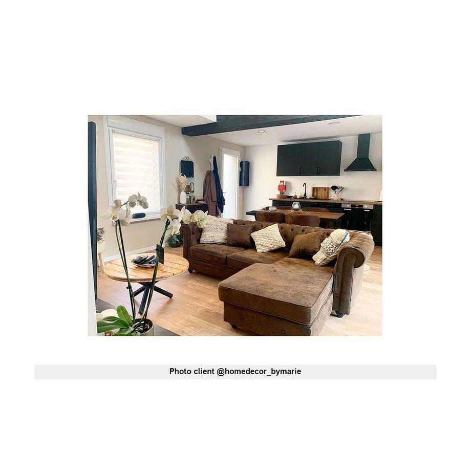 Vente-unique Chesterfield Ecksofa Microfaser Vintage Look TOLEDO  