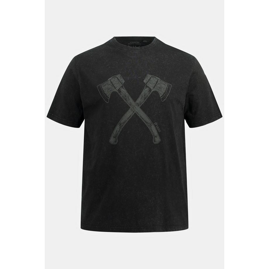 JP1880 Tracht T-Shirt Maniche Corte Stampa Doppia Ascia Look Vintage  