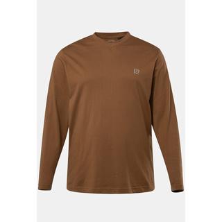 JP1880  T-shirt collection Basic, manches longues et col en V marron cuivre 