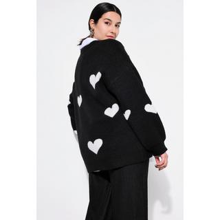 Studio Untold  Pullover, oversized, HEARTS-Muster, Ballon-Langarm 