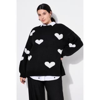 Studio Untold  Pullover, oversized, HEARTS-Muster, Ballon-Langarm 