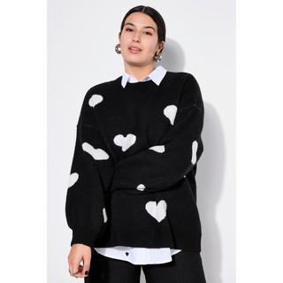 Studio Untold  Pullover, oversized, HEARTS-Muster, Ballon-Langarm 