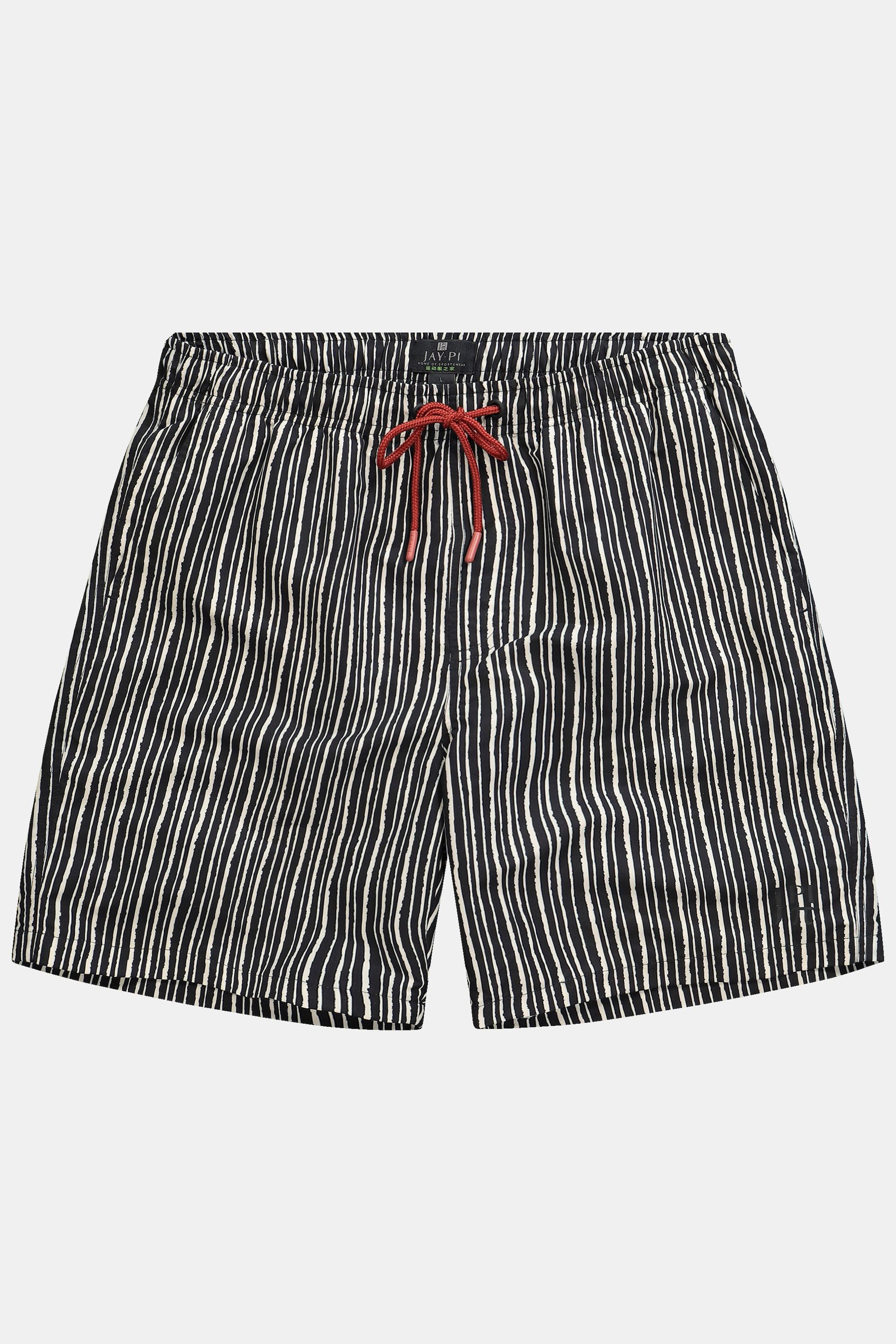 JP1880  Shorts da mare a righe con cintura elastica, fino alla tg. 8XL 