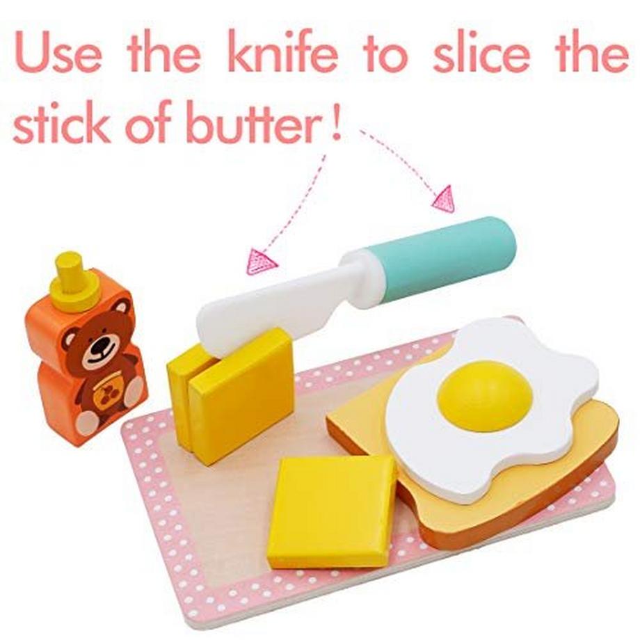 Activity-board  Kinderküche B und Butter Toaster Set (10 Stück) - Holzspielzeug und Küchenzubehör - Upgrade 