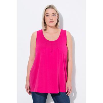 Top dal taglio svasato e smanicato in modal con pieghe decorative e scollo rotondo