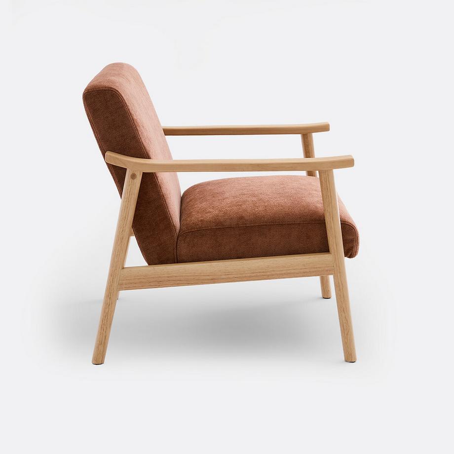 La Redoute Intérieurs Fauteuil lounge en hévéa et velours texturé  