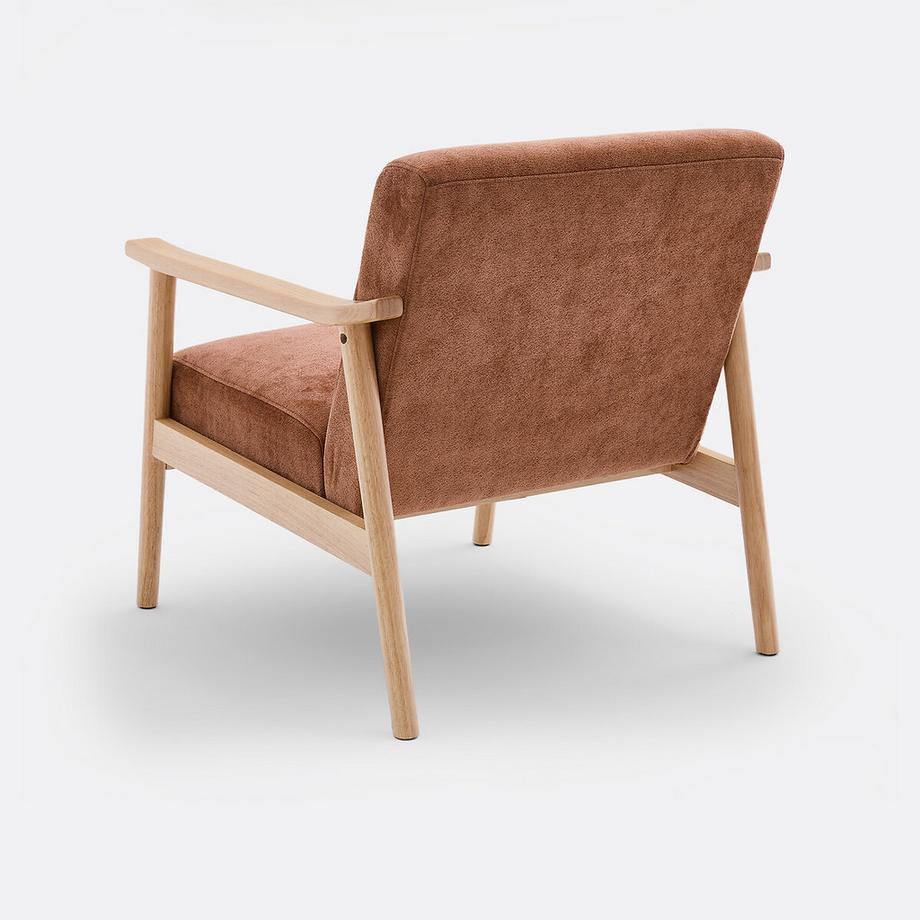 La Redoute Intérieurs Fauteuil lounge en hévéa et velours texturé  