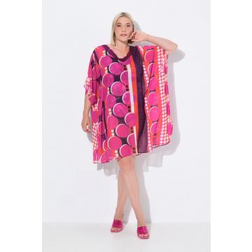Tunica in chiffon dal taglio oversize con pallini, scollo a V e mezze maniche