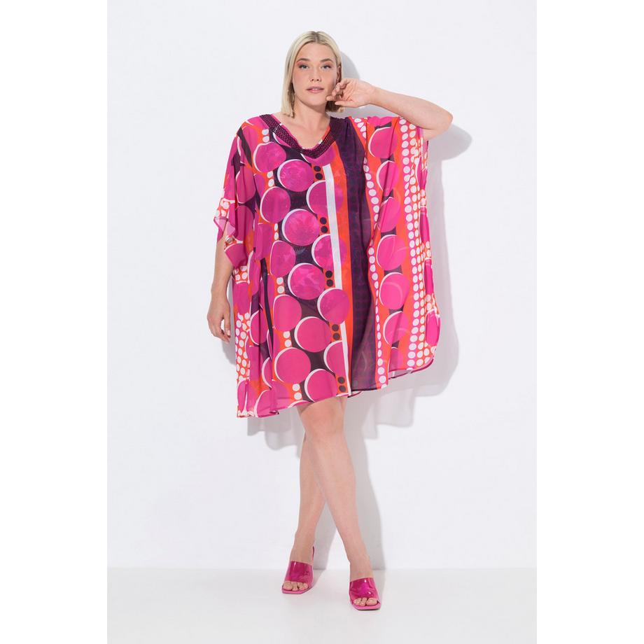 Ulla Popken Chiffon Punkte Oversized Halbarm Tunika  