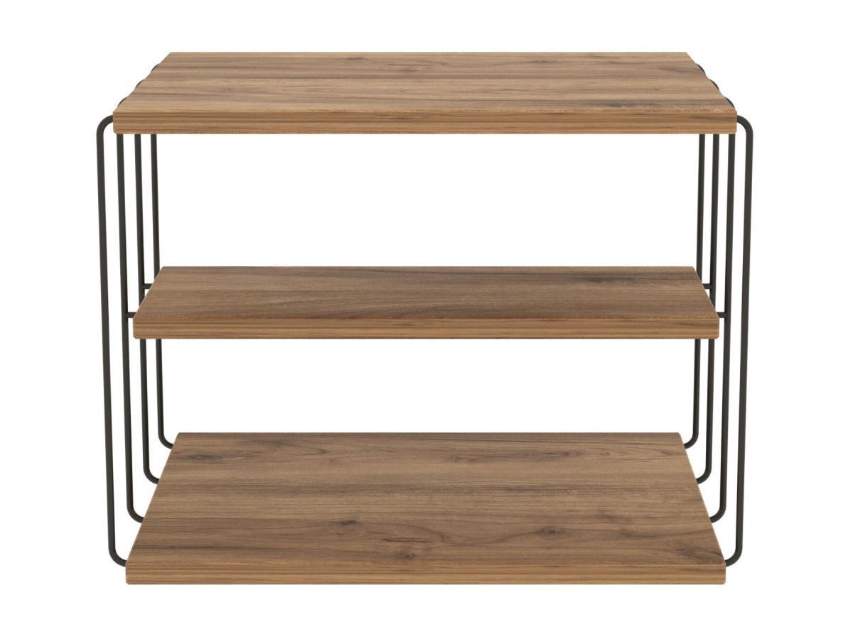 Vente-unique Table d'appoint avec 1 étagère - Naturel clair et Noir - BRILENA  