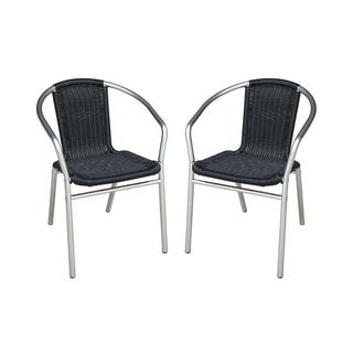 Vente-unique Lotto di 2 sedie da giardino in alluminio e resina intrecciata nera FIZZ  