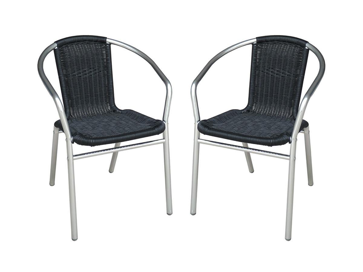 Vente-unique Lot de 2 chaises de jardin en aluminium résine tressée eFIZZ  