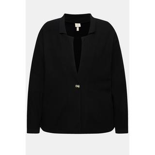 Ulla Popken  Cardigan en coton bio, col à revers et bouton 